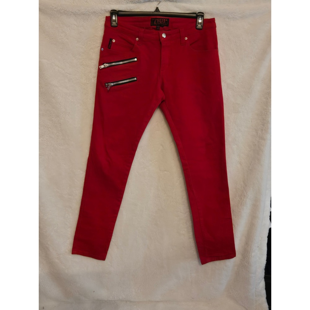 Tripp NYC Mens 32×32 Red Skinny Zipper Jeans Punk Goth Rock
